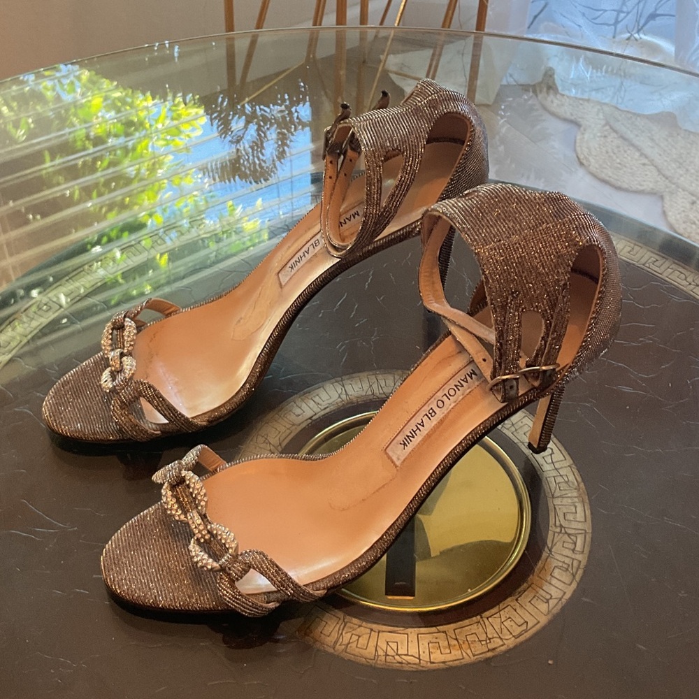 Manolo Blahnik Glittering Silver Heels (IT Size 42 / US size 11)